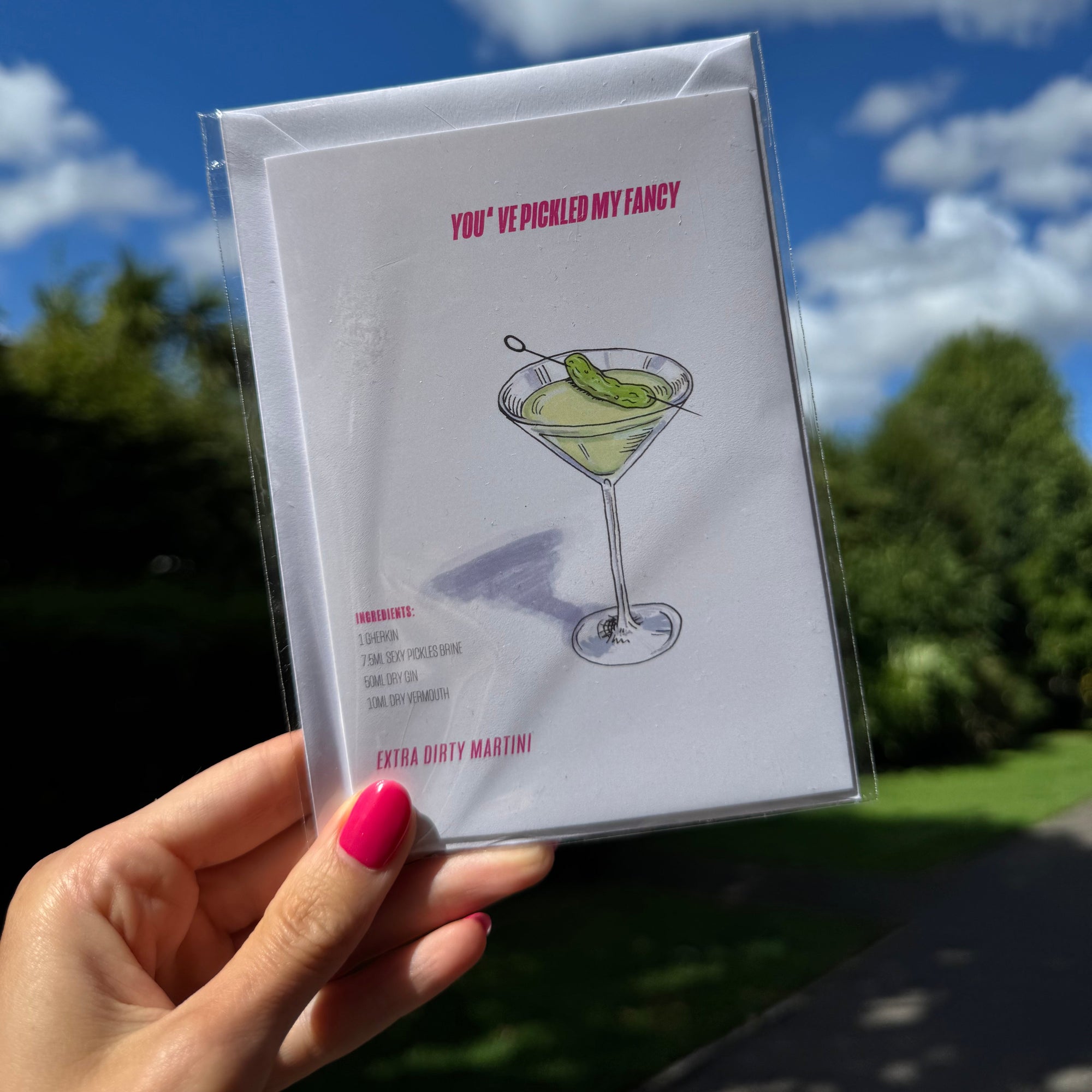 Sexy Pickles Illustrated Martini Celebration Card